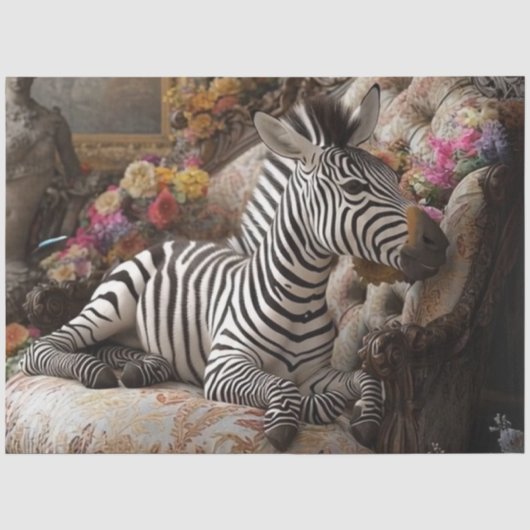 Decoupage Zebra Bloom Rozen Couch Portret Tissuepapier (Voorkant)