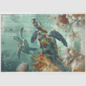 Decoupage Zee Schildpad Onderwater Leven Tissuepapier (Voorkant)