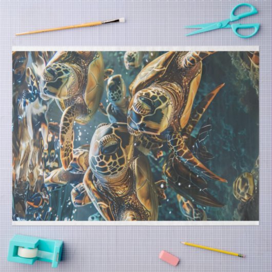 Decoupage Zeeen schildpadden Tissuepapier (Craft)