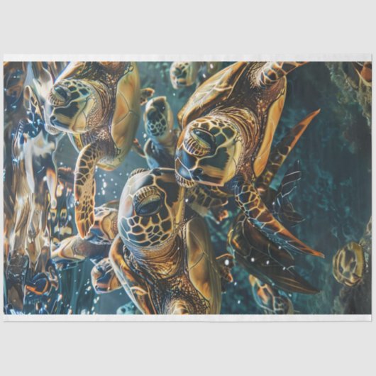 Decoupage Zeeen schildpadden Tissuepapier (Voorkant)