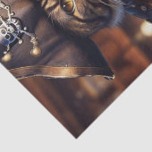 Decoupage - Zeerovers steampunk kat drinkend bier Tissuepapier (Detail)