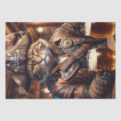 Decoupage - Zeerovers steampunk kat drinkend bier Tissuepapier (Voorkant)