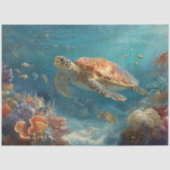 Decoupage Zeeschildpad Koraalrif Muur Kunst Tissuepapier (Voorkant)