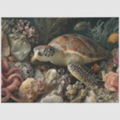 Decoupage Zeeschildpad Octopus Koraal Kunst Tissuepapier (Voorkant)
