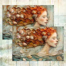 DECOUPAGE-ZIJDEPAPIER MET ZEEËNIMFEN TISSUEPAPIER