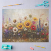 Decoupage Zonnebloem en Wildflower Garden in Oil Tissuepapier (Craft)