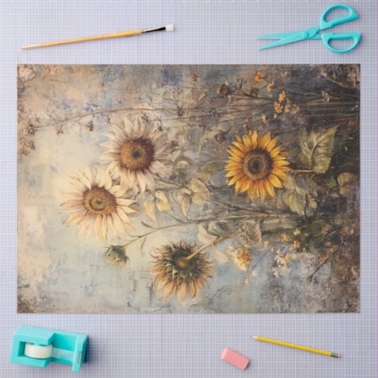 Decoupage  Zonnebloem Schilderij Tissuepapier (Craft)