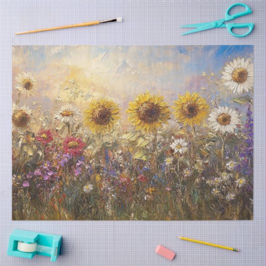Decoupage Zonnebloem & Wildflower Olieverf Tissuepapier (Craft)