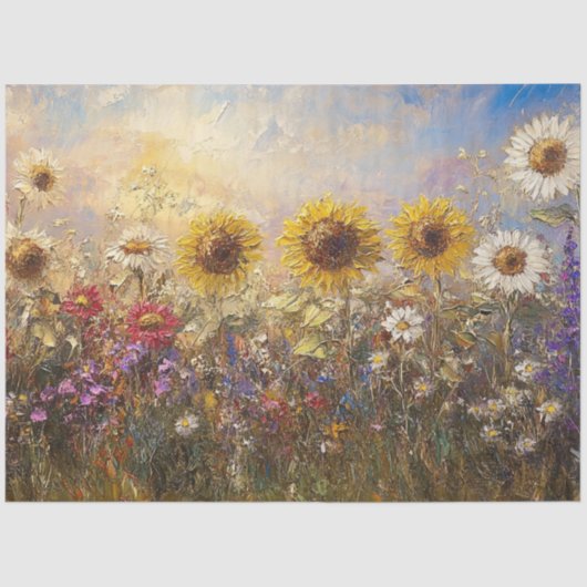 Decoupage Zonnebloem & Wildflower Olieverf Tissuepapier (Voorkant)