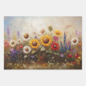 Decoupage Zonnebloemen Daisies Levendige gekleurde Inpakpapier Vel (Voorkant 2)