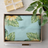 Decoupage Zonnebloemen op Blauwgroen achtergrond Tissuepapier (Geschenk)