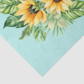 Decoupage Zonnebloemen op Blauwgroen achtergrond Tissuepapier (Detail)