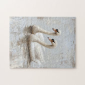 Decoupage Zwaan Paar Olieverf Schilderij Legpuzzel (Horizontaal)