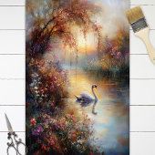 Decoupage Zwaan Rustieke impressionistische schild Tissuepapier