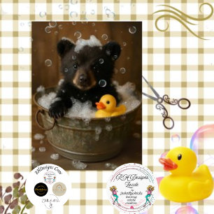 Decoupage Zwart Beer Tub Bubbels Rubber Duck Tissuepapier