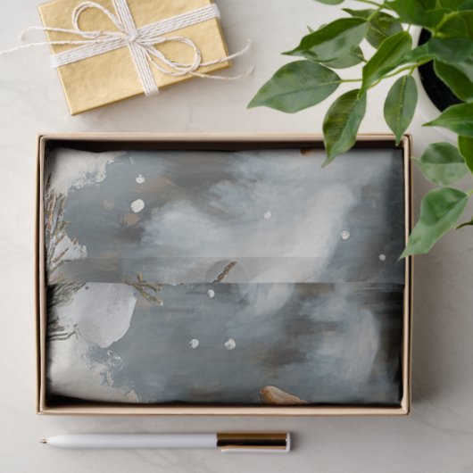 Decoupage Zwart Gezicht Ram Winter Scene Tissuepapier (Geschenk)