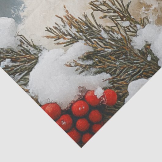 Decoupage Zwart Gezicht Ram Winter Scene Tissuepapier (Detail)