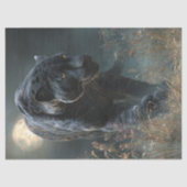 Decoupage Zwart Rosetta Jaguar Maanverlichte Nacht Tissuepapier (Voorkant)