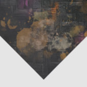 Decoupage Zwart Textured Faux Paarse, Geel, Blauwg Tissuepapier (Detail)