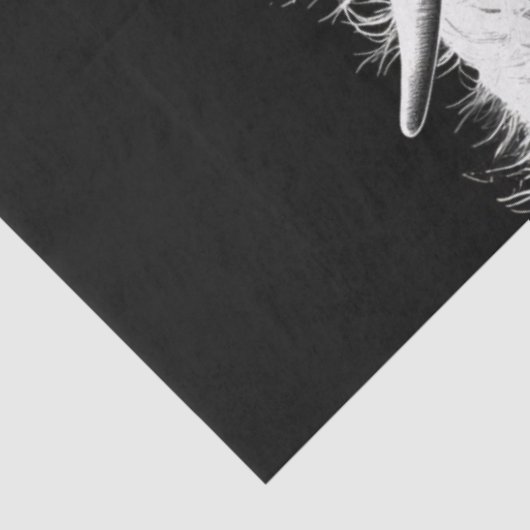 Decoupage Zwart Wit Highland Koe Inkttekening Tissuepapier (Detail)