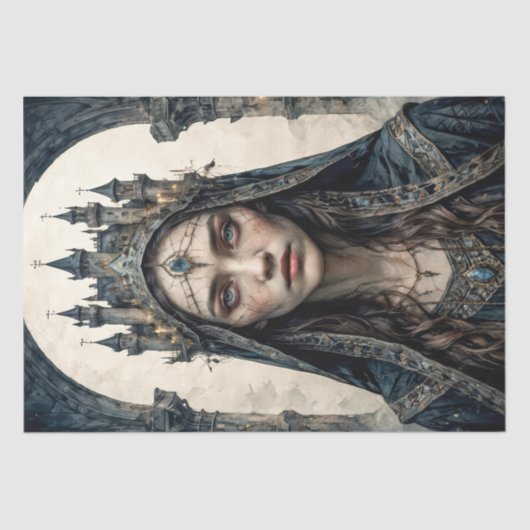 Decoupage - Zwarte Kasteelkoningin - Tissuepapier (Voorkant)