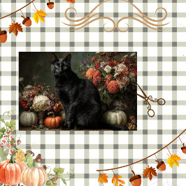 Decoupage Zwarte Kat Herfst Seizoen Herfst Decor Tissuepapier