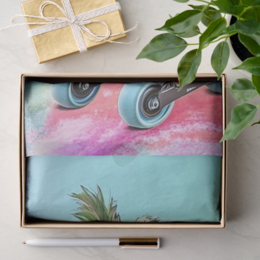 Decoupage zwarte otter schaatsen tropische kleuren tissuepapier (Geschenk)