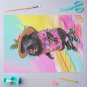 Decoupage zwarte otter schaatsen tropische kleuren tissuepapier (Craft)