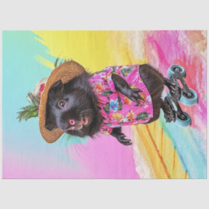 Decoupage zwarte otter schaatsen tropische kleuren tissuepapier