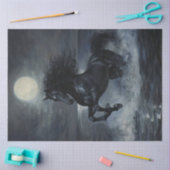 Decoupage Zwarte Paard Donkere Maanverlichte Oceaa Tissuepapier (Craft)