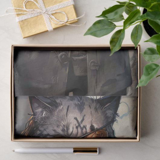 Decoupage - Zwerfkat met ooglapje - Tissuepapier (Geschenk)