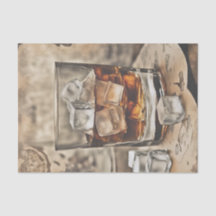 Decoupagepapier met een glas bourbonwhiskey