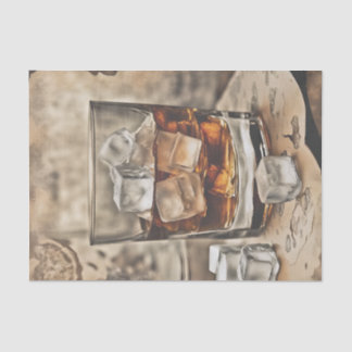 Decoupagepapier met een glas bourbonwhiskey tissuepapier