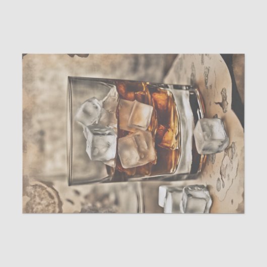 Decoupagepapier met een glas bourbonwhiskey tissuepapier (Voorkant)
