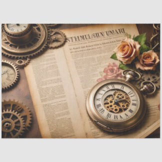 Decoupagepapier, SteamFunk Clock 1 Tissuepapier