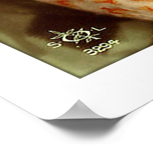 decovrouw met mooi roos, parels, flirt poster (Hoek)