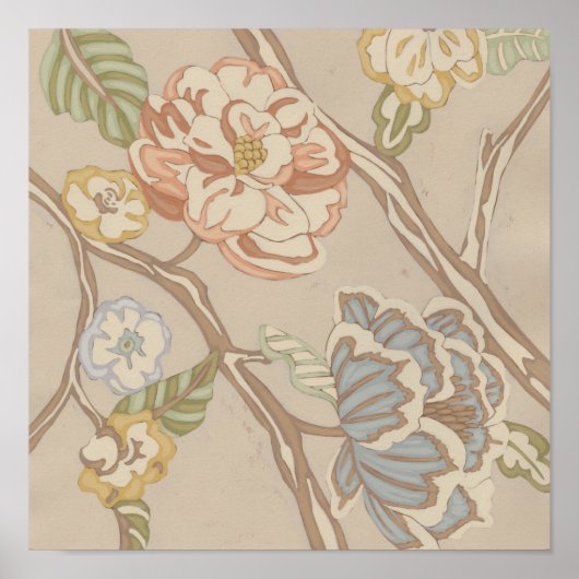 Decratief Organza Chintz Floral Design Poster (Voorkant)