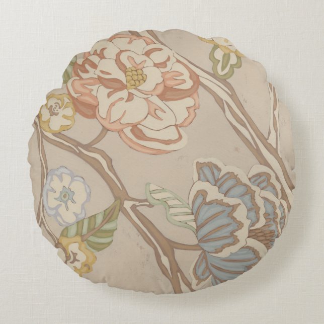 Decratief Organza Chintz Floral Design Rond Kussen (Voorkant)