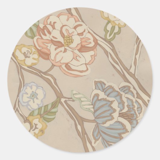 Decratief Organza Chintz Floral Design Ronde Sticker (Voorkant)