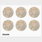 Decratief Organza Chintz Floral Design Ronde Sticker (Vel)