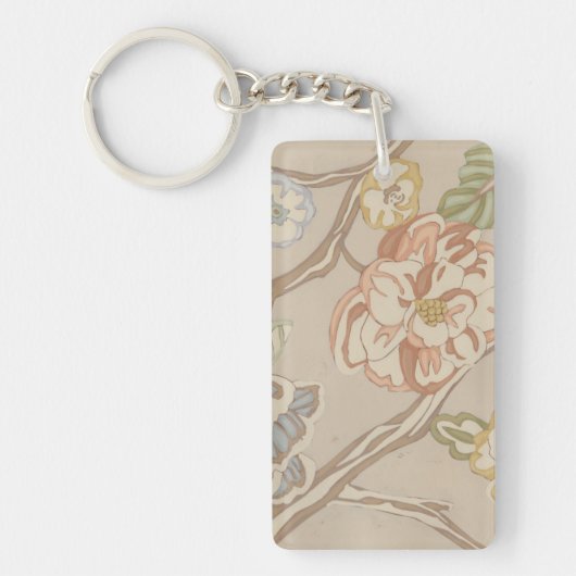 Decratief Organza Chintz Floral Design Sleutelhanger (Voorkant)