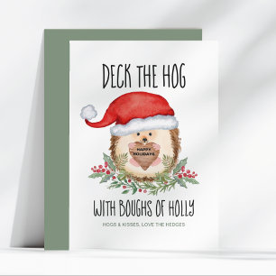 Decreet de Hog Hedgel Santa Holly Kerstmis Feestdagenkaart