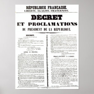Decreet en proclamatie door Napoleon Bonaparte Poster