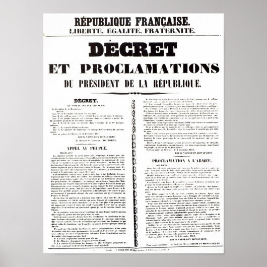Decreet en proclamatie door Napoleon Bonaparte Poster (Voorkant)
