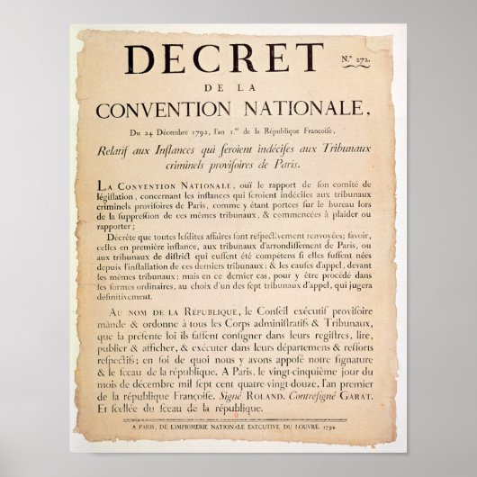 Decreet van de Nationale Conventie Poster (Voorkant)