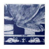 Dedham Blauw Wit Konijnenkonijn Muurschildering Te Tegeltje (Voorkant)