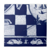 Dedham Blauw Wit Konijnenkonijn Muurschildering Te Tegeltje (Voorkant)