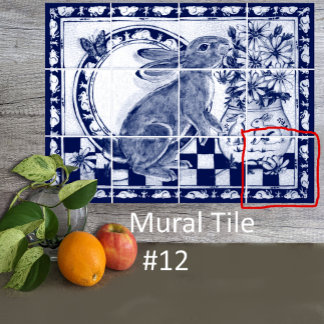 Dedham Blauw Wit Konijnenkonijn Muurschildering Te Tegeltje
