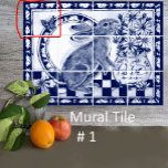 Dedham Blauw Wit Konijnenkonijnenmuurschildering T Tegeltje<br><div class="desc">Dit is Tegel # 1 van een 12-tegels keramische tegel muurschildering, met een schattig konijntje en een vaas vol met madeliefjes. Donkerblauwe en witte tinten zijn geaccentueerd met een gekraakt glazuur. Bunnies en wortels grenzen aan het ontwerp. Geïnspireerd door antiek Dedham aardewerk, Delfts porselein en oosterse chinoiserie motieven en kleuren....</div>