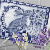 Dedham Blauw Wit Schattige Konijnenkonijn Rustiek Theedoek
